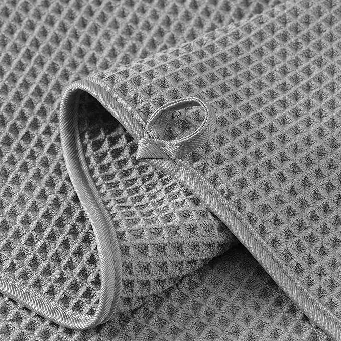 MICROFI New Microfiber Waffle Bath Towels, 2 Pieces, Oversized, Soft, Absorbent, Fast Drying, Lint Free 430 GSM (Gray)