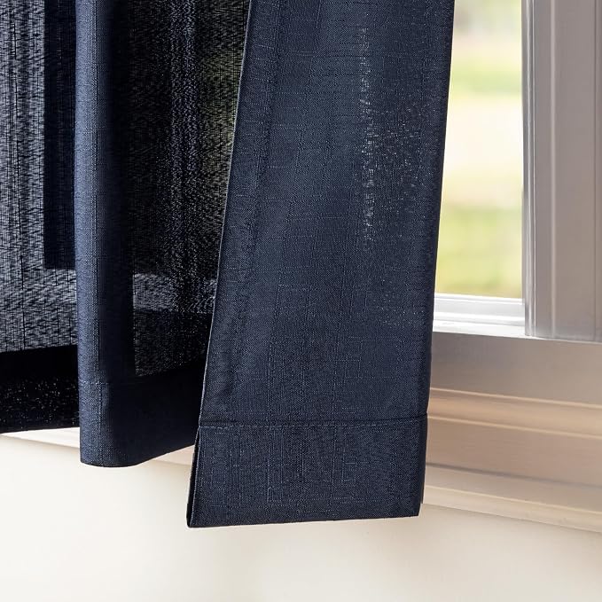 Exclusive Home Loha Linen Grommet Top Curtain Panel Pair, 54"x84", Peacoat Blue