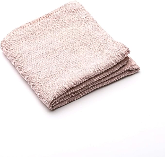 LinenMe Washed Waffle Bath Towel, 39 x 63, Rosa