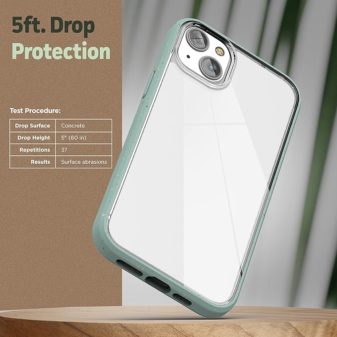 ENCASED Planet Eco Case, Designed for iPhone 14 - Earth Friendly 100% Biodegradable Compostable Bio Case and Packaging (Sage Green)