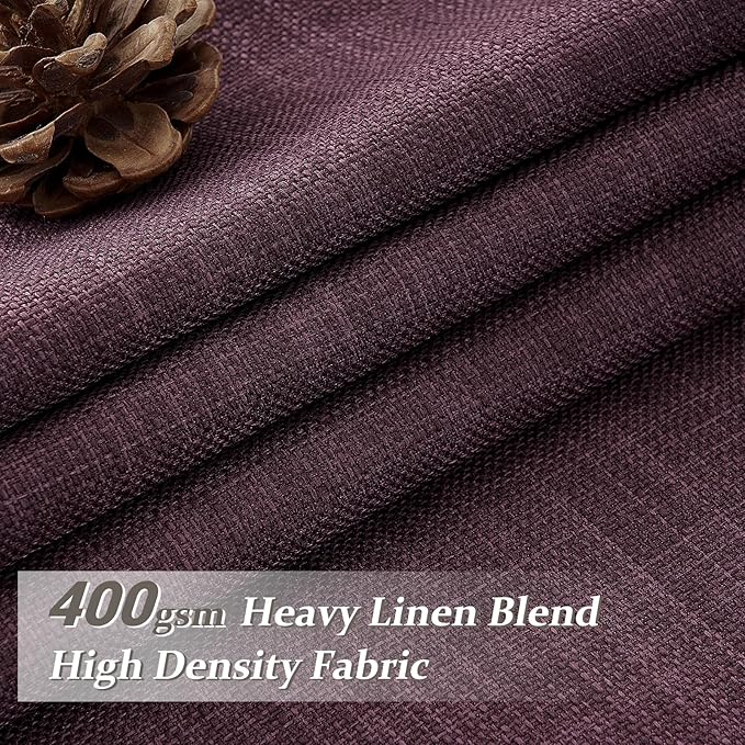 Pinch Pleated Purple Curtains 90 Inches Long 2 Panels Set for Nursery, Blackout Memory Trained Double Layer Thick Linen Blend Sound Dampening Drapes Energy Efficient Country Privacy Viral Windows Burg