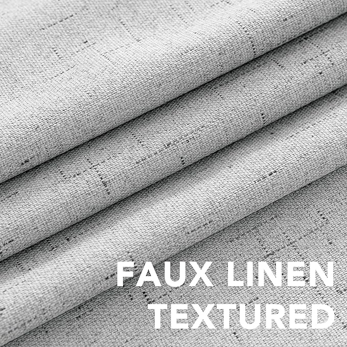 H.VERSAILTEX Blackout Curtains Linen Curtains 120 inches Long 100% Black Out Curtains for Bedroom Windows, Textured Linen Look Draperies Grommet with White Liner, 2 Panels, Glacier Gray
