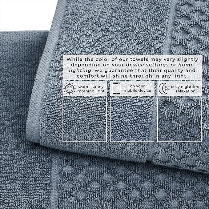 Great Bay Home Bath Towels - 100% Cotton 4 Pack 54x27 Bath Towel Set - Absorbent, Durable, Quick-Dry Towels for Bathroom (Blue)