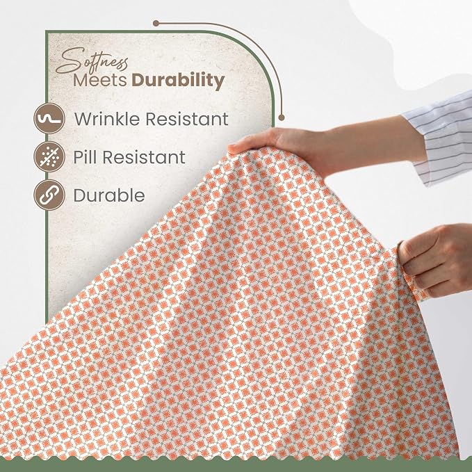 EcoPure Queen Size Sheet Set, Orange | 100% Organic Cotton, Comfort Washed, Cooling, Deep Pocket, GOTS Certified
