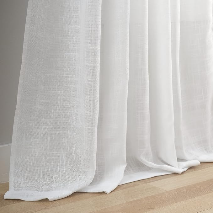 Semi Sheer Curtains- Light Filtering, Machine Washable Tab Top Drapes for Living Room Bedroom (White, 52" W x 108" L, Pack of 2)