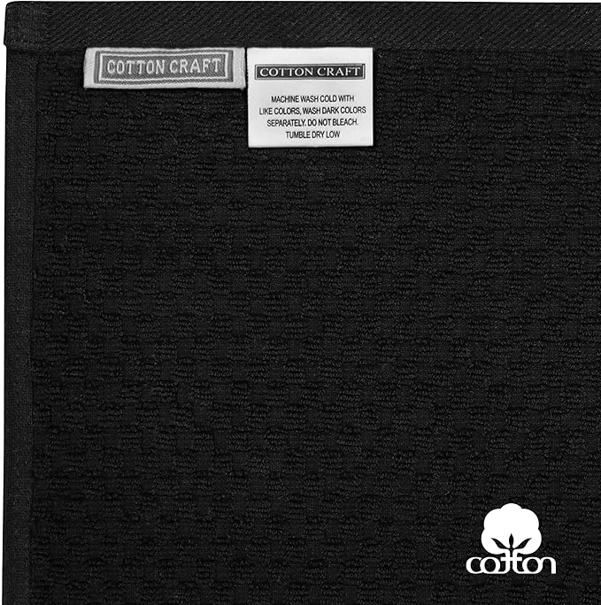 COTTON CRAFT Hooded Bath Towel – 2 Pack Oversized 35x70 Waffle Weave Towel with Hood for Adults - 100% Ringspun Cotton Pool Bath Sheet Wrap with Hood - Soft Super Absorbent Quick Dry – 450 GSM – Black
