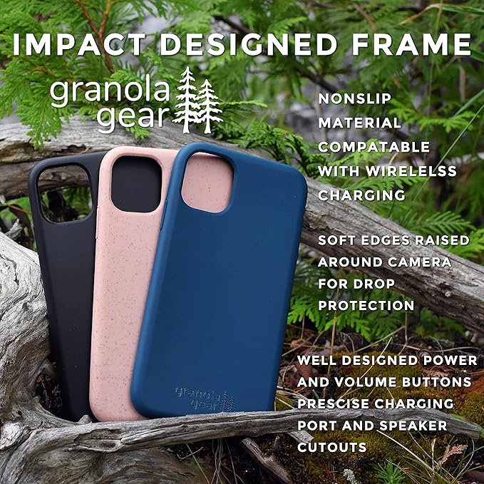 Eco by GranolaGear - Eco Friendly Phone Case for iPhone 11 Pro by GranolaGear - Biodegradable, Compostable, Plastic-Free, Made from Plants - Black Stone
