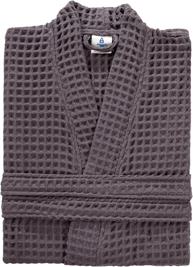 100% Cotton Waffle Kimono Bathrobe for Men & Women, Cozy Leisurewear with Functional Pockets, Comfortable Robe for Relaxation