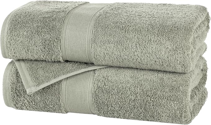 Superior 100% Organic Cotton Bath Sheet Set of 2, Daily Use for Bathroom, Guest Bath, Quick Dry, Spa, Resort Towels, Absorbent, Home Essentials, 2-Piece Oversized Towels, Oregon Collection, Sage