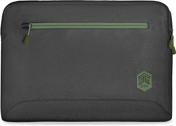 STM Eco Sleeve Fits up to a 16" Laptop – Made of 100% Recycled Fabric, Slim Lightweight and Durable, Protective Padded Laptop Compartment with Front Zipper Pocket - Black