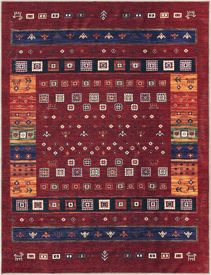 Keen Home Design 48"x72" Rug - Machine Washable Area Rug with Non-Slip Backing, Ideal for Living Room, Dining Room, Bedroom - Vintage, Easy Clean, Durable, Low Pile Rug - (4' x 6')