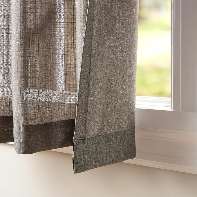 Exclusive Home Loha Linen Grommet Top Curtain Panel Pair, 54"x108", Black Pearl