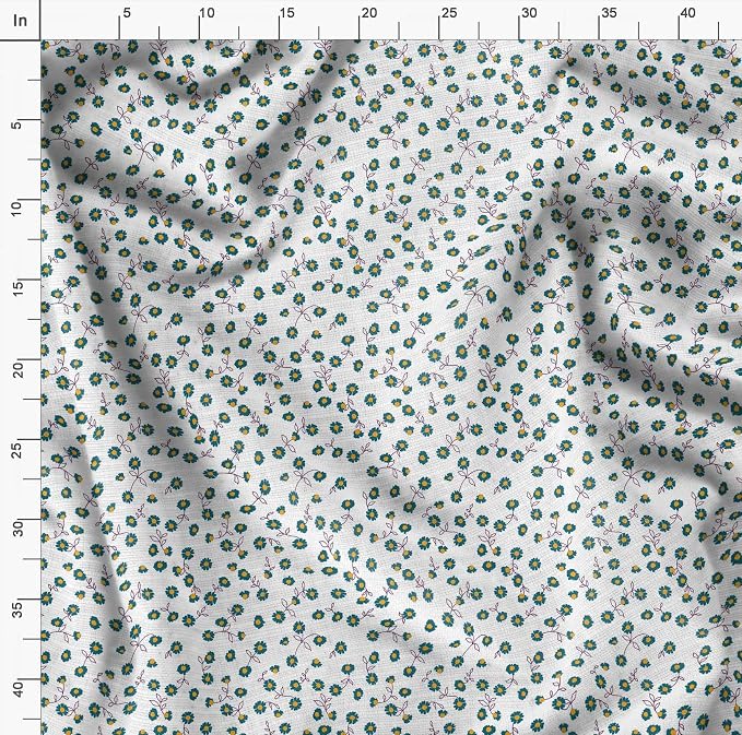 Soimoi Floral Print - White, Premium Cotton Cambric Fabric - Medium Weight Material for Quilting, Kurtis, Blouse, Kids Clothing, Tunic, Curtains - 42" Inch Wide, 1 Yard