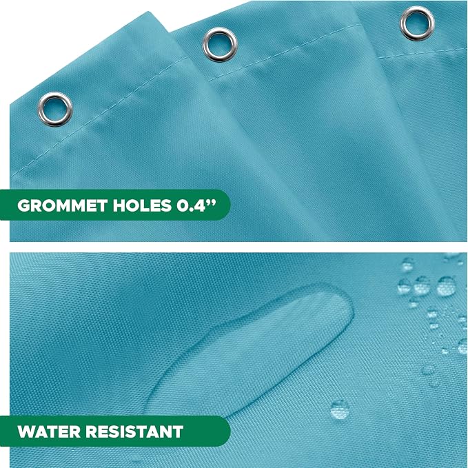 Biscaynebay Hotel Quality Extra Long Fabric Shower Liners 72" Width by 84" Length, Blue Water Resistant Bathroom Curtains Rust Resistant Grommets & Weighted Bottom Hem Machine Washable