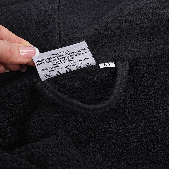Superior Waffle Weave Cotton Unisex Bathrobe with Belt, Soft and Absorbent Robe for Men and Women Bath Essentials Robes