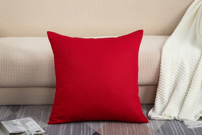 TangDepot 100% Cotton Solid Throw Pillow Cover 18x18 Christmas Red | 100% cotton, same-color zip, machine wash & air dry. For living room, bedroom, office, car. 42 colors, 227 sizes. Cover only.