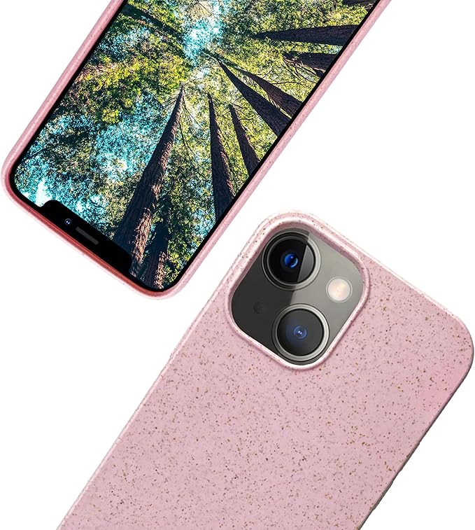 eplanita Eco Mobile Phone Case Compatible with iPhone 13, Plant Fiber, Drop Protection Cover, Durable and Sustainable (for iPhone 13, Pink)