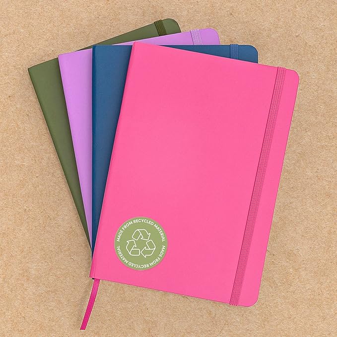 PAPERAGE Recycled Lined Journal Notebook, (Dark Blue), 160 Pages, Medium 5.6 in x 8 in - 100 GSM Thick Paper – College Ruled, Hardcover Journaling Notebook for Work, School & Note Taking