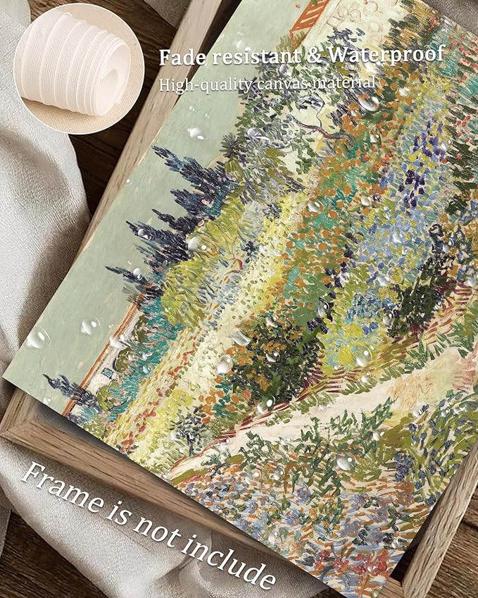 Vodefoad Vintage Antique Garden Painting, Spring Country Landscape Wall Art, Cottage Flower Garden Landscape Oil Art Print, Impressionist Pastoral Style Retro Wall Decor for Gallery Living Room Bedroom (UNFRAMED 8x10in)