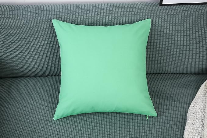 TangDepot Handmade Decorative Solid 100% Cotton Canvas Throw Pillow Covers/Cushion Covers, 45 Colors Available - (16" x 16" , Mint Green, 1 Count (Pack of 1)) | 100% cotton, same-color zip, machine wash & air dry. For living room, bedroom, office, car....