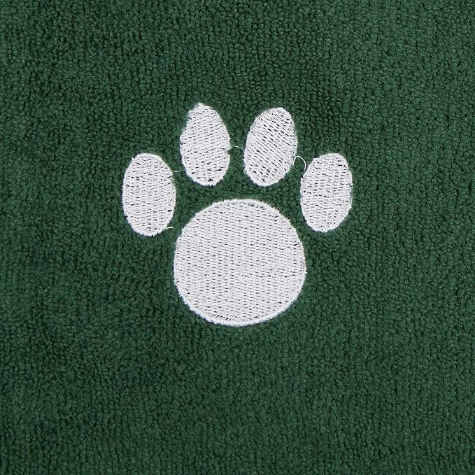 Bone Dry Pet Grooming, Embroidered Microfiber Towel Drying Collection, 15x30, Hunter Green