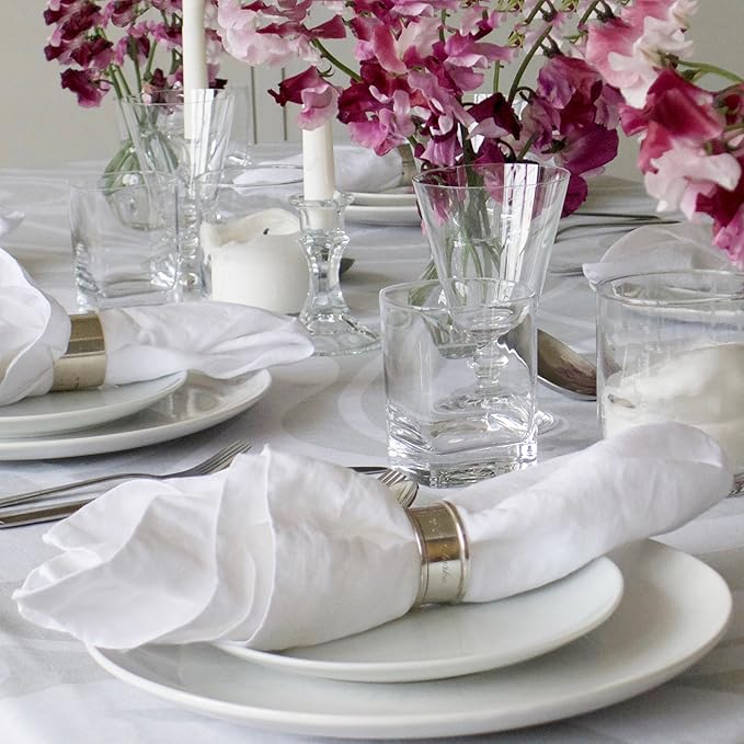 Huddleson White Linen Napkin 20x20 (Set of Four) Luxury Italian Linen Napkin Sewn in US