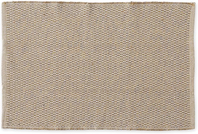 DII Woven Recycled Yarn Rag Rug Collection Miniature Diamonds, 2x3', Stone