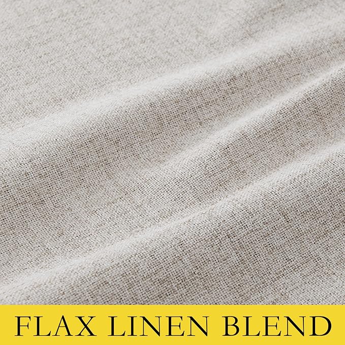 NICETOWN Brich Vintage Open Linen Weave Flax Thermal Curtains, 100% Blackout Curtains 84 inches Long for Dining Room, 52" Wide Per Panel, Set of 2, Soundproof Window Treatment Drapes for Hall Room