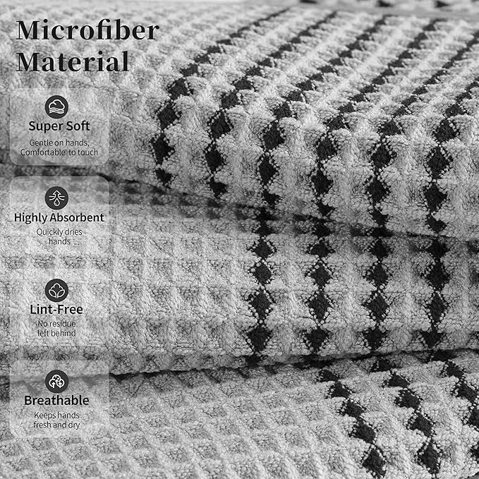 MICROFI New Microfiber Waffle Bath Towels, 2 Pieces, Soft, Absorbent, Fast Drying, Lint Free 430 GSM (Silver Striped)