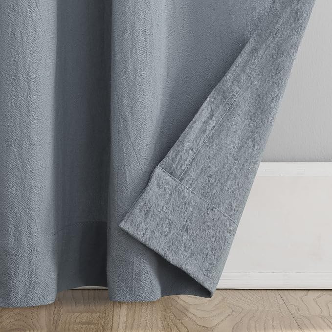 Archaeo Washed Cotton Twist Tab Curtain, 52" x 84", Storm Blue