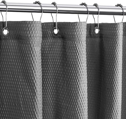 Tititex Solid Grey Cloth Fabric Shower Curtain Liner with 2 Magnets - Texture Soft Hotel Quality Waterproof Shower Liner, Light-Weight & Machine Washable 60x72 inch
