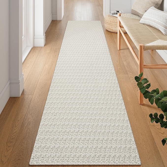 Collive Long Runners Rug for Hallways 2.6x10 Washable Kitchen Runner Rugs Non-Slip Rubber Backed Boho Hallway Runner Rug Tan Braided Farmhouse Carpet Floor Runner for Hall Bedroom Entryway