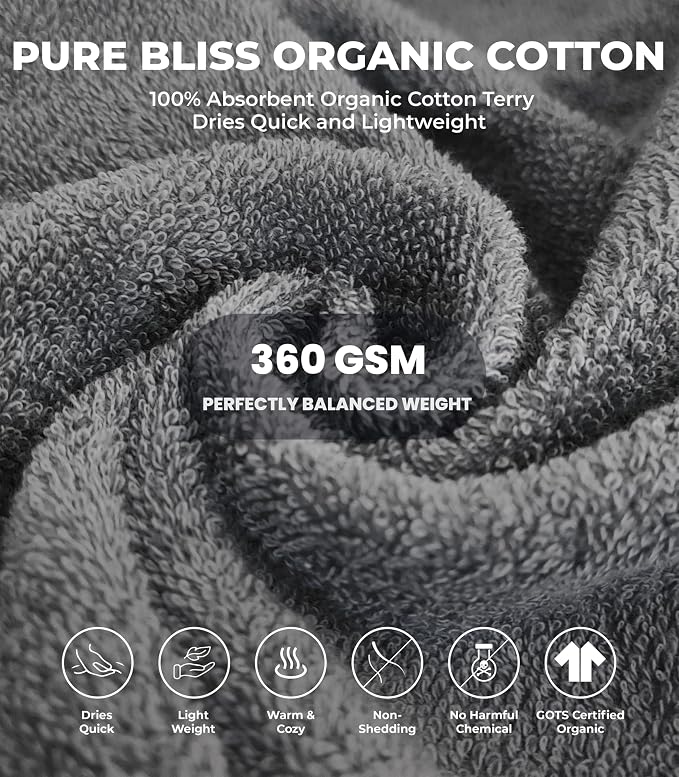 Plush Necessities 100% GOTS Certified Organic Cotton Terry Bathrobe