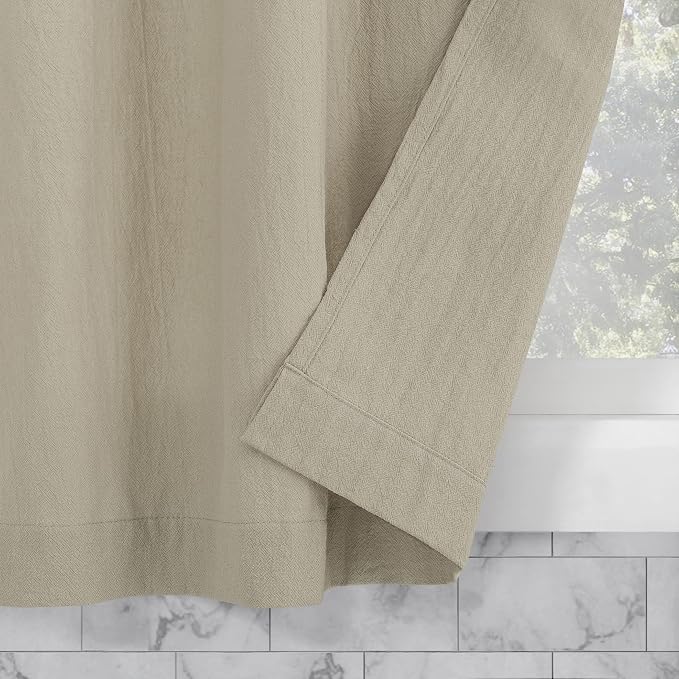 Archaeo Washed Cotton Small Window Twist Tab Cafe Curtains, 52" x 36", Oatmeal