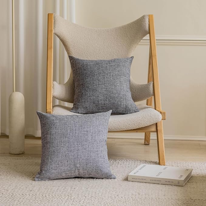 Home Brilliant Grey Pillow Covers 12x20 Rectangle Throw Pillow Covers Lined Linen Decorative Lumbar Pillow Covers 12 x 20 inch, Ash Grey