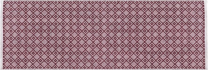 Cotton Diamond Woven Runner Rug 2x6 Feet - Burgundy, Non Slip Super Soft Farmhouse Space Patio Throw Carpet Ideal for Hallways, Kitchen, Living Room | Mehroon Large Bedroom Area Décor Floor Décor Mats