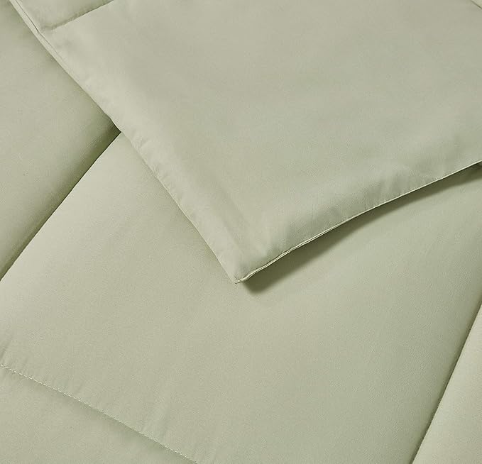 BlueRidge Home Fashion Microfiber Down Alternative Comforter for All Season, Twin, Sage