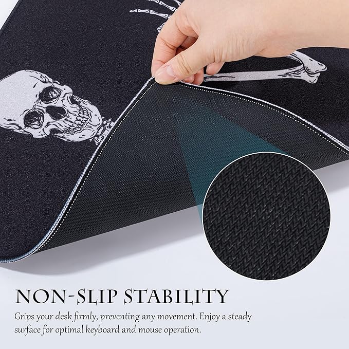 ALOANES Waterproof Mouse Pad with Durable Stitched Edge, XL Gaming Keyboard Pad, Non-Slip Rubber Base, Extended Desk pad for Gamer, Office & Home, Left Skeleton Mousepad 31.5"x 11.8"x 0.12"
