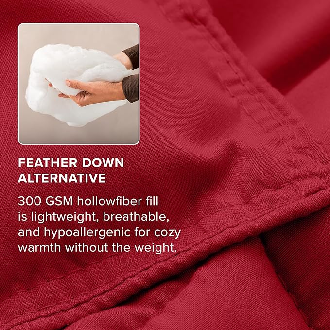 Bare Home Comforter Set - King/California King Size - Ultra-Soft - Goose Down Alternative - Premium 1800 Series - All Season Warmth (King/Cal King, Red)