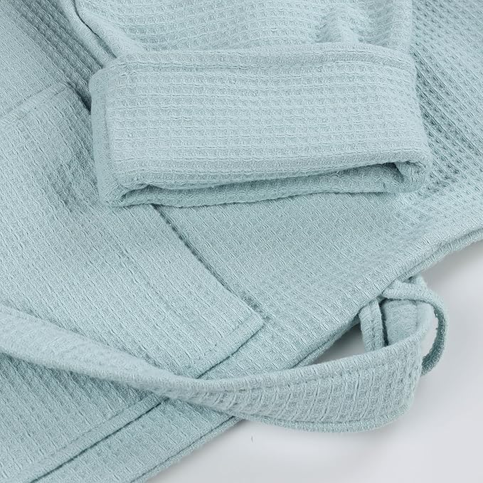 Superior Waffle Weave Cotton Unisex Bathrobe with Belt, Soft and Absorbent Robe for Men and Women Bath Essentials Robes