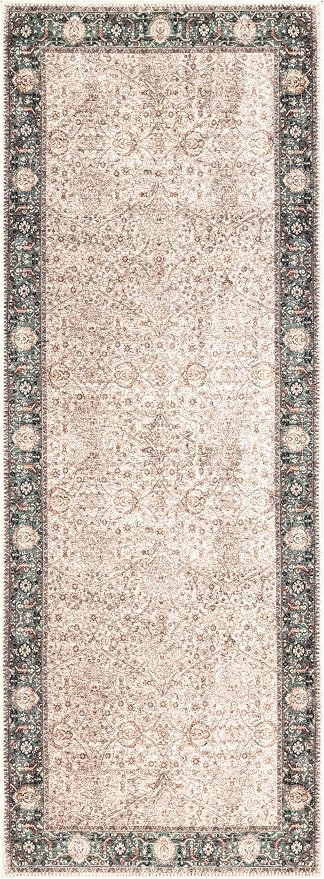 Keen Home Design 30"x120" Rug - Machine Washable Runner Rug with Non-Slip Backing, Ideal for Hallway, Entryway, Kitchen, Laundry Room - Vintage, Easy Clean, Durable, Low Pile - (2'6" x 10')