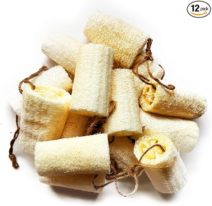 Mr.Cui'shop 12 Pack Bulk 4" 100% Natural Exfoliating Loofah Bath Sponge Scrubber, Great for Skin Care in the Bath, Spa or Shower - Deep Clean & Invigorate Your Skin - Remove Dead Skin Cells