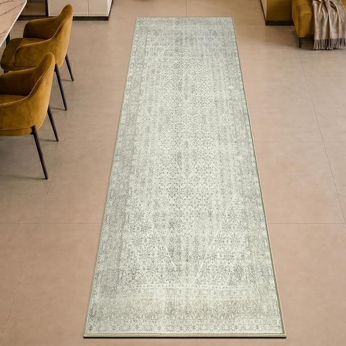 Keen Home Design 30"x84" Rug - Machine Washable Runner Rug with Non-Slip Backing, Ideal for Hallway, Entryway, Kitchen, Laundry Room - Vintage, Easy Clean, Durable, Low Pile Rug - (2'6" x 7')