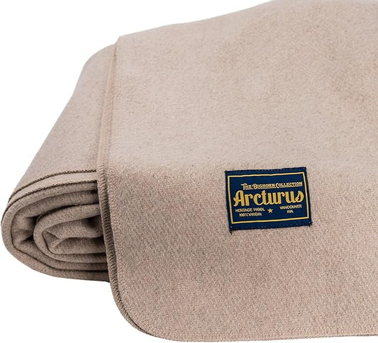 Arcturus Bighorn 100% Virgin Wool Blanket | Heirloom-Quality Wool Bedding for Home & Cabin | Warm, Thick & Durable (Queen Size, Ivory)