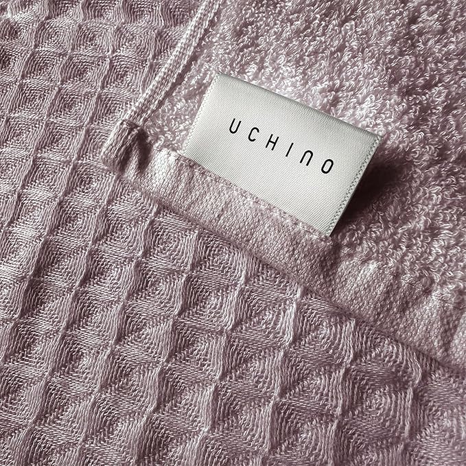 UCHINO Waffle Twist Cotton Weave Hand Towel for Bathroom Lightweight Absorbent Quick Dry Honeycomb Texture Solid Terry Loop Reverse 20" x 30", 1 Hand Towel, Orchid Purple