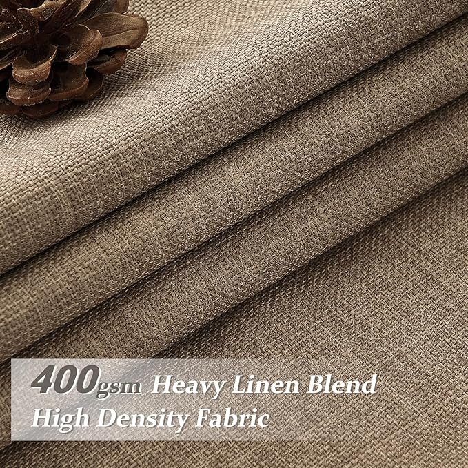 Extra Long 102 Inch Rust Brown High Ceiling Curtains for Dining Room, Blackout Memory Shape Pinch Pleat Natural Linen Blend Thermal Noise Reducing Country Windows Curtain 102 Inches Length Panels of 2