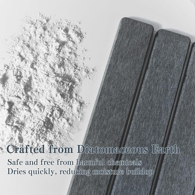 2pcs Stone Dish Drying Mat for Kitchen Counter, Quick-Dry Diatomaceous Earth Water Absorbent Pad & Countertop Drainer, Home Essentials for Bath and Pets - Dark Grey, 24x16’’ & 8x4’’