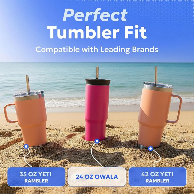 Made in USA Bywater Stainless Steel 10.5 Inch Straw Set of 2 Food Grade Premium Straws. Fits Stanley, Yeti Straw Lid, Owala and Many Others With Standard Straws. DOES NOT FIT FLIP STYLE LIDS