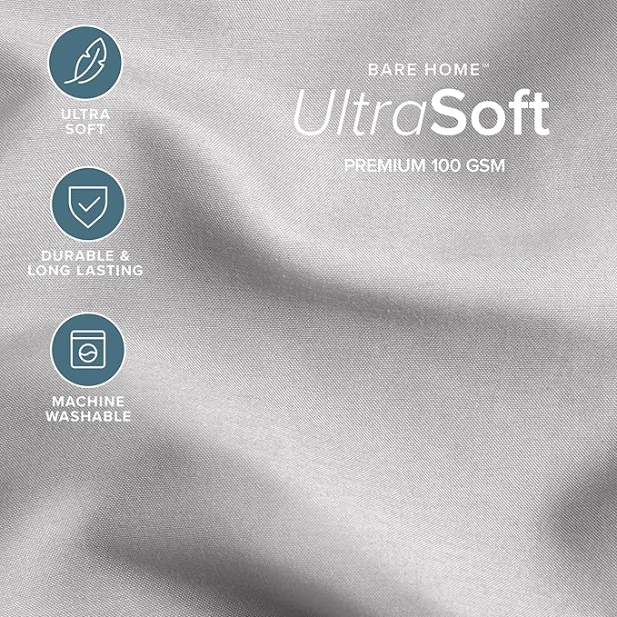 Bare Home Comforter Set - Oversized Queen Size - Ultra-Soft - Goose Down Alternative - Premium 1800 Series - All Season Warmth (Oversized Queen, Light Grey)