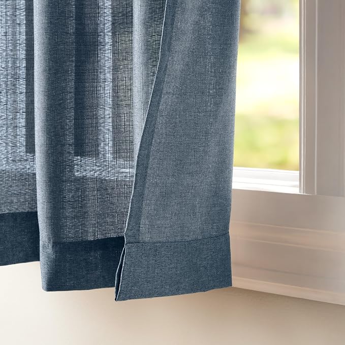 Exclusive Home Loha Linen Grommet Top Curtain Panel Pair, 54"x96", Blue